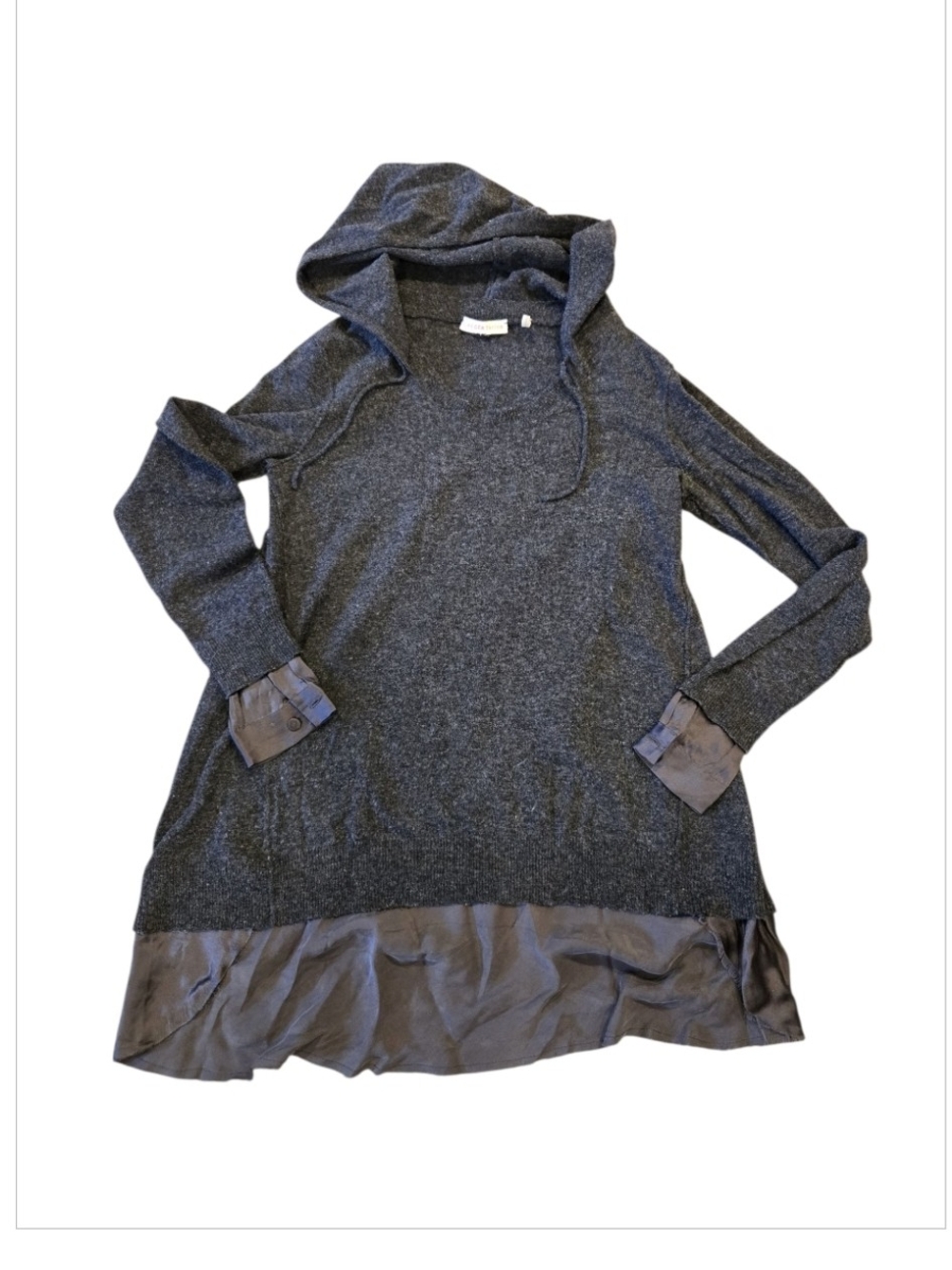Rebecca Taylor charcoal grey tunic hoodie sweater in size small (FLAW)